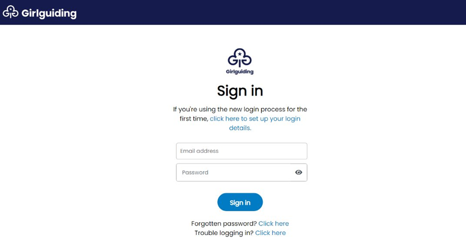 GO sign in screen