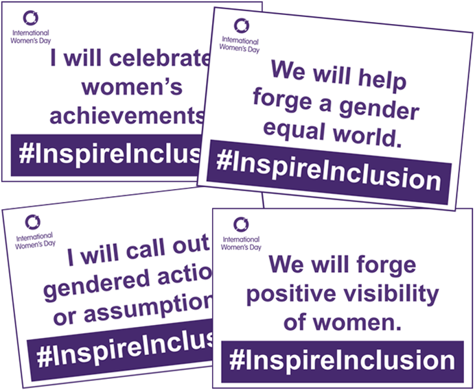 Image of International Women's Day pledge card activities