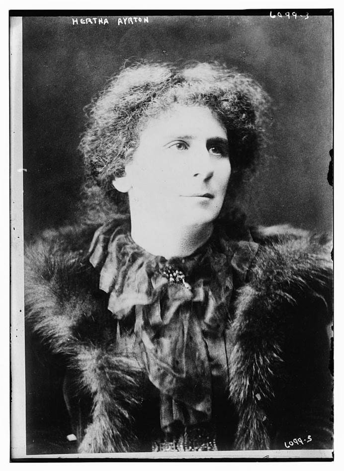 A black and white photograph of Hertha Aryton